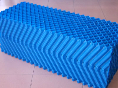 There is one pack of blue cooling tower fills with cross fluted design.